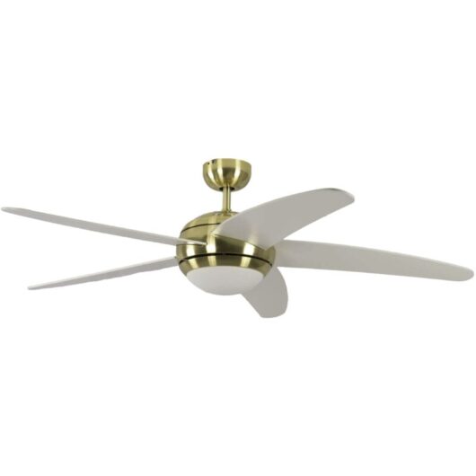 Ceiling Fan Melton Brass / White with Light and Remote