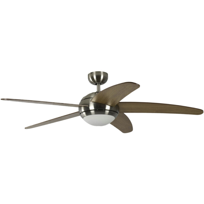 Ceiling Fan Melton Nickel / Maple with Light and Remote