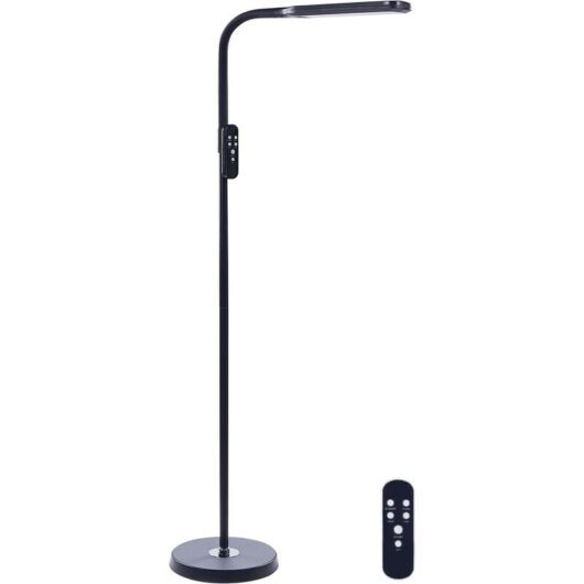 Floor led Lamp Office Ambient Task Remote Control Synthetic Material Dimming Black Aries