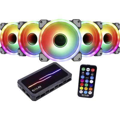 Gelid Amber 8 PRO Bundle (5 x Stella Infinity ARGB Fan 120 mm) PC fan controller (W x H x D) 130 x 17 x 76 mm incl. RGB lighting control, incl. remote control