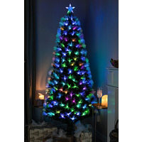 Green Fibre Optic Christmas Tree 4ft - 7ft with Remote Control and Multi Coloured Fibre Optic Lights, 5FT