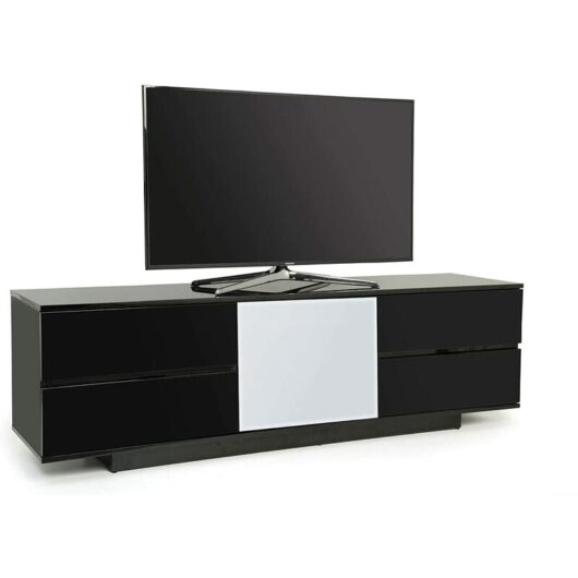Homeology - avitus ultra Remote Friendly Beam-Thru Premium Black with 4-Black Drawers 32'-65' Flat Screen tv Cabinet