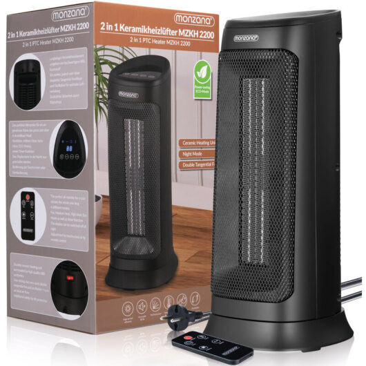 Monzana - Ceramic Fan Heater 2000W 4 Modes 15-40°C Energy Saving 120° Oscillation Timer Remote Control Electric Radiant