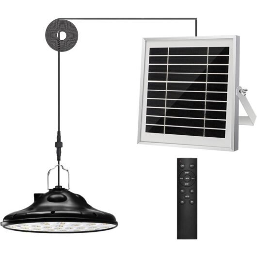 100Leds 1200LM Solar Light Outdoor, 3 Mode Solar Hanging Lamp, Adjustable Solar Panel, 4 Brightness with Remote Control, IP66 Waterproof Led Lighting