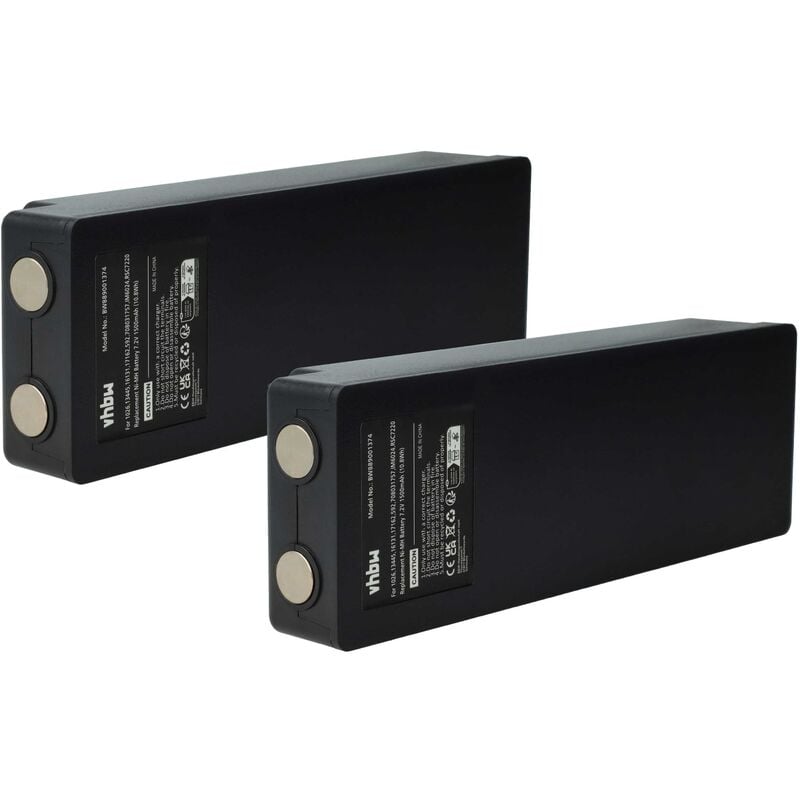 2x Battery compatible with Palfinger EEA2512, 960, 790, 590, RC400 Industrial Radio Remote Control (1500mAh, 7.2 v, NiMH) - Black - Vhbw