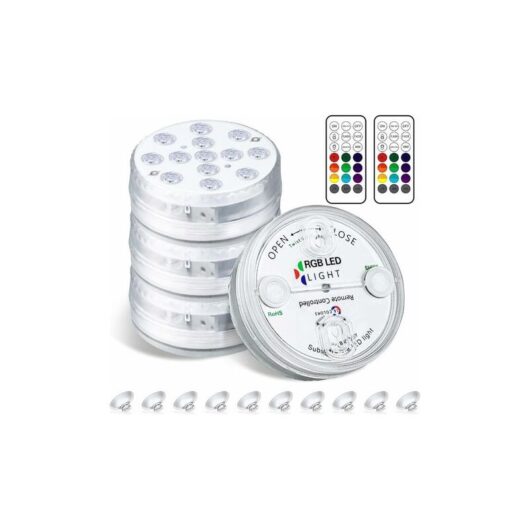 4 underwater led lights, waterproof pool light with remote control
