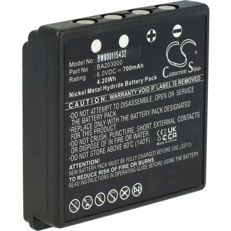 Battery compatible with hbc Spectrum a, b, 1, 2 Industrial Radio Remote Control (700mAh, 6 v, NiMH) - Black - Vhbw