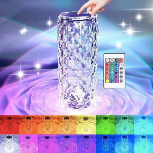 Crystal Table Lamp, Touch Crystal Lamp, 16 Color rgb Acrylic Lamp, Led Bedside Lamp with Touch Control and Remote Control, Rose Light and Shadow