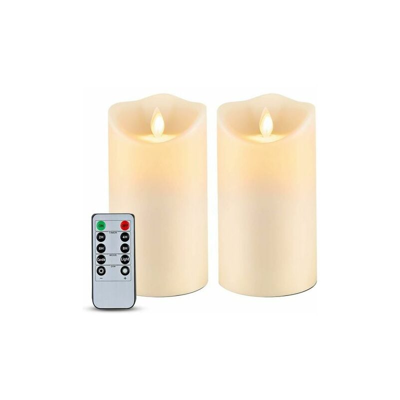 Waterproof flameless candles for outdoors, with remote control and timer, matte ivory
