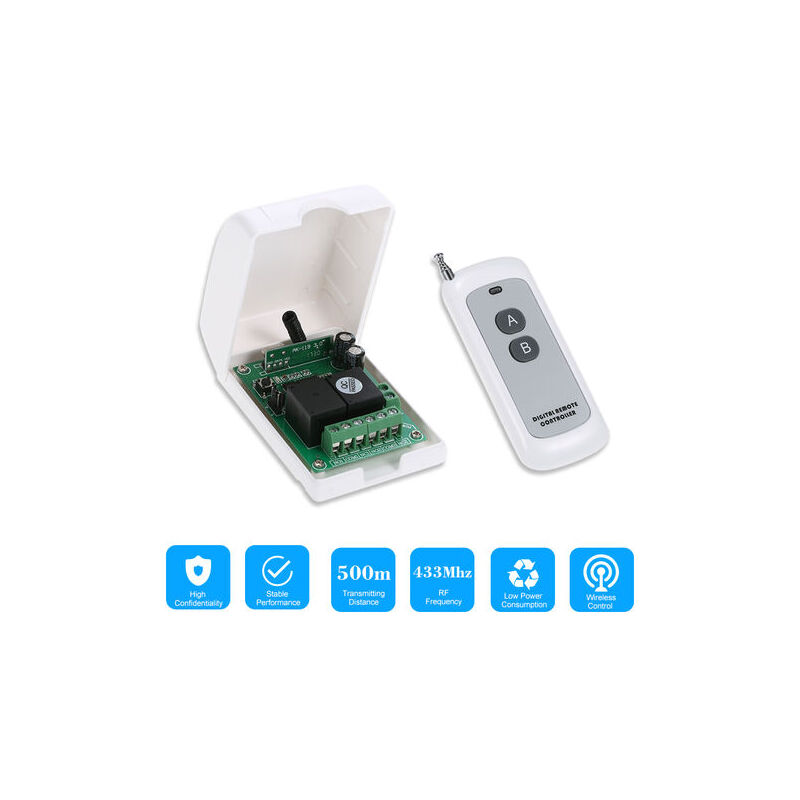 Wddnaot - Learning type DC12V 2-way wireless remote control switch Wireless receiving controller with a wireless remote control 433/1527 500 meters