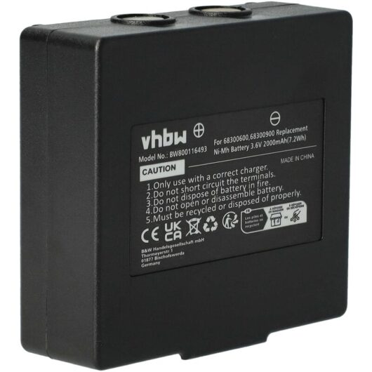 1x Battery Replacement for Hetronic 900, 68300900, 68300600, HE900 for Industrial Radio Remote Control (2000mAh, 3.6 v, NiMH) - Black - Vhbw
