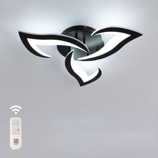 COMELY Modern Dimmable LED Ceiling Light 35W 3937LM Acrylic 3000K-6500K Remote Control Ceiling Lamp for Bedroom Living Room Dia 58cm (Black)
