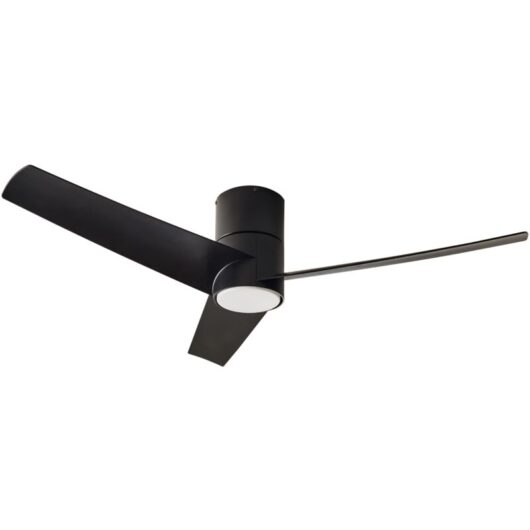 Modern Ceiling Fan Iron Remote Control LED Lighting Remote Control 5 Speed Options 3 Light Temperature Black Canete