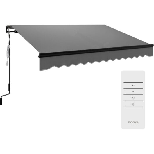 Outsunny 3 x 2.5m Electric Awning with LED Light and Remote Controller Grey