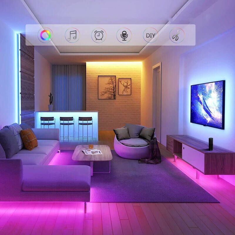 15m Led Strip, Led Room Multicolor Led Strip 5050 rgb Led Light, Led Strip with Remote Control, Bluetooth App to Control the Led Strip in