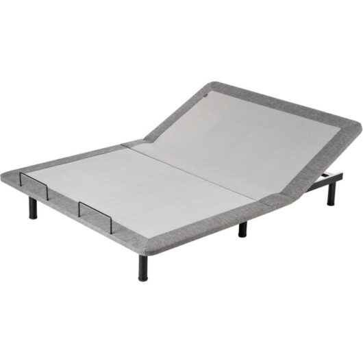 Beliani - Adjustable Electric Bed Base eu Double Size Remote Included 4 Legs Heights Iron Polyester Grey Brunoy