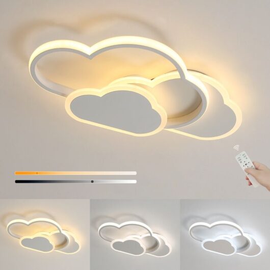 Comely - Creative Cloud led Ceiling Light 32W 42cm Ideal for Bedroom, Children's Room - White (With Dimmable Remote Control 3000-6500K)