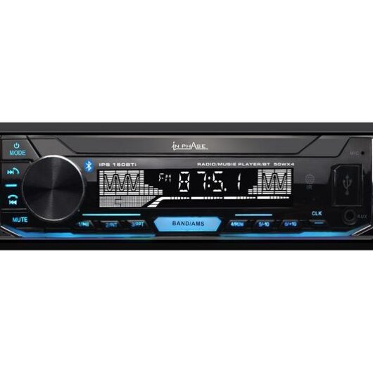 IN PHASE IPS-150BTI FM Bluetooth Car Stereo with Remote Control - Black