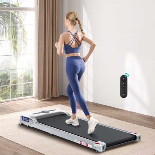 Walking Pad, Treadmill for Home, Under Desk Treadmill with led Display & Bluetooth Speaker & Remote Control - Silver - Black Lord