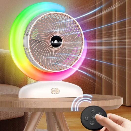 Ymyny - Portable Table Fan, Fan with Light, usb Rechargeable, Remote Control Fan, Suitable for Indoor and Outdoor Use, Rose Gold mumu
