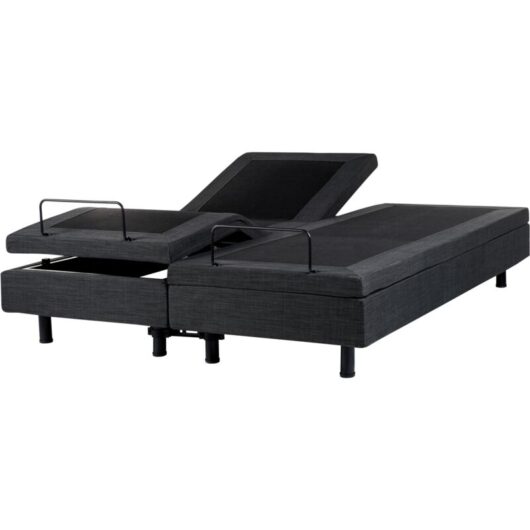Modern EU King Size 5ft3 Electric Bed Adjustable Remote Control without Headboard Polyester Dark Grey Duke