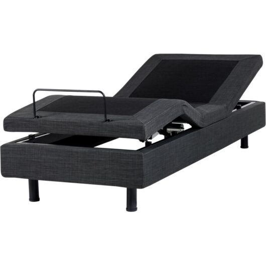 Modern EU Small Single 2ft6 Electric Bed Adjustable Remote Control without Headboard Polyester Dark Grey Duke