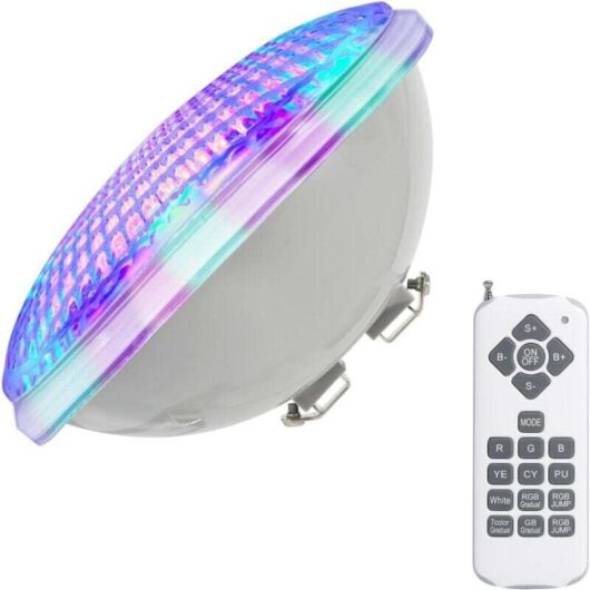 RGB 18W Swimming Pool Light LED PAR56 12V DC/AC, Remote Control, Waterproof IP68 Underwater Lighting [Energy Class A++] MUMU