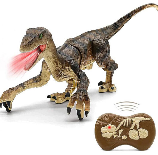 Remote Control Walking & Roaring Velociraptor Dinosaur Toy - Ages 6+, Educational, Interactive, Battery-Operated | Wowcher