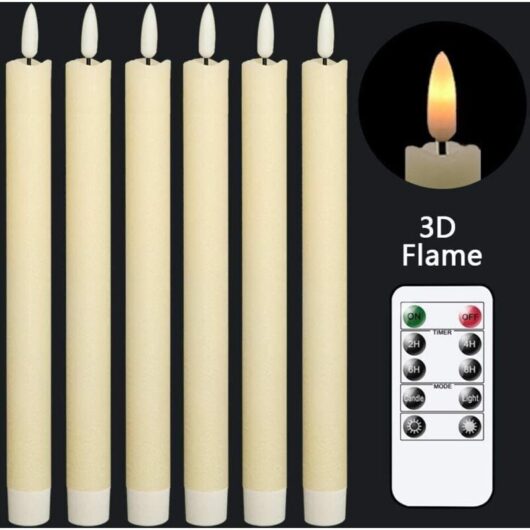 6-Pack Battery-Operated Flickering LED Candles with Remote Control and 3D Warm Wick for Window, Real Wax, Decoration [Energy Class A+]