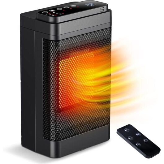 Electric Heater, 1500W Mini Ceramic Heater, Fan Heater with Remote Control, 70° Oscillation, Adjustable Thermostat with 24-Hour Timer, 3 Modes for