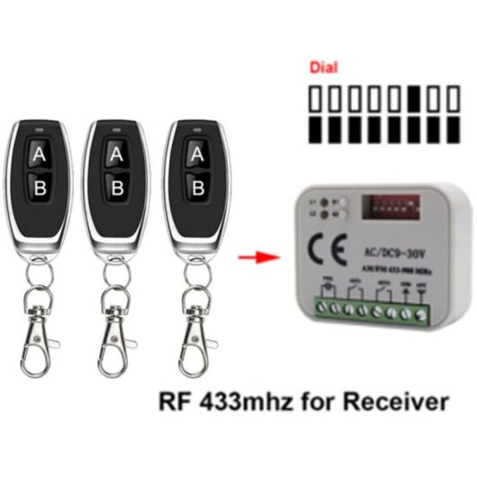 Garage door remote control 433 868 MHz RX Multi 300-900 MHz AC/DC 9-30 V remote control