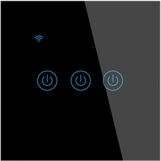 Wireless Smart Remote Control Touch Wall Switch, Supports Voice Control, Family Sharing Timer Function, Neutral Wire Required (Black, 3 Gang)