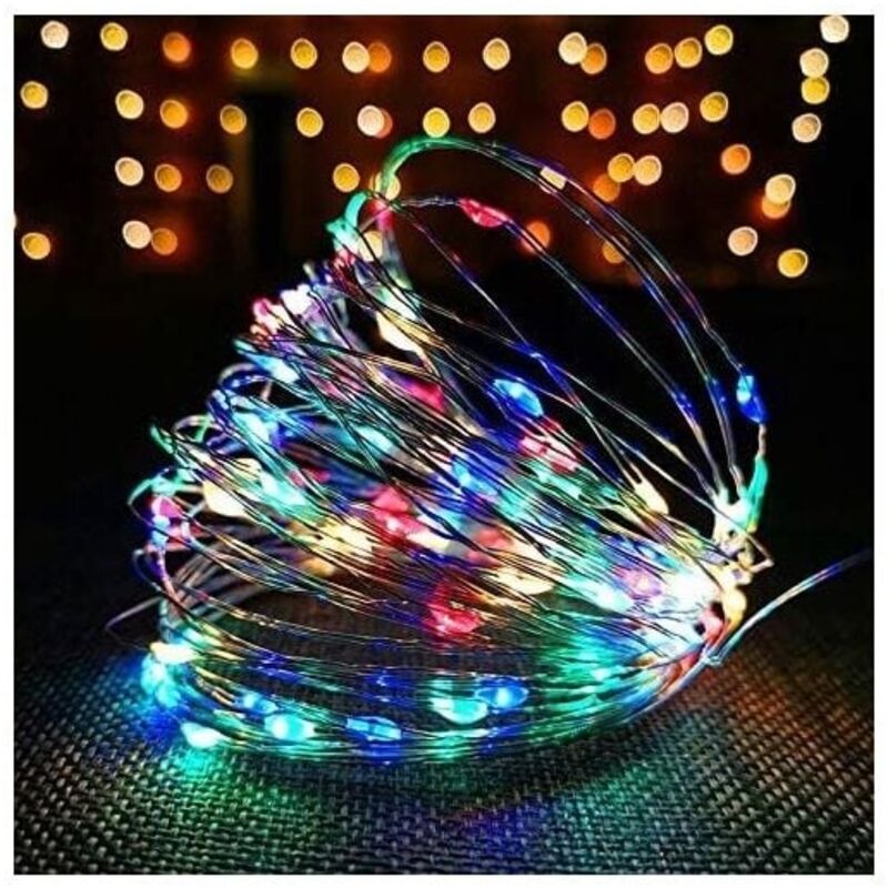 100 LED Copper Wire LED String Lights with USB Port 10m with Remote Control 8 Programs for Party, Christmas, Halloween, Wedding, Festival