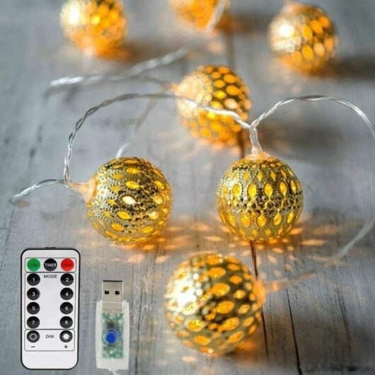 Guirlande lumineuse à LED, 20 guirlandes marocaines à LED 3M 8 modes dimmables avec télécommande, boules guirlandes de Nol orientales avec USB PAS à