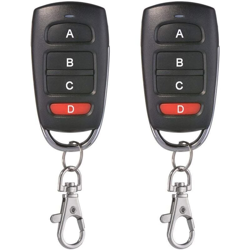 Serbia - Lot de 2 Universel Porte De Garage Clonage Clé Fob Télécommande 433 MHz 4 bouton Cloner pour Porte de Garage Porte Électrique etc