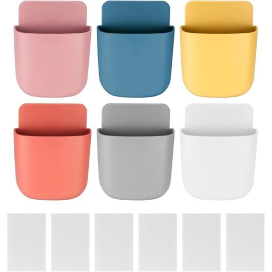 6 pieces Wall Remote Control Holder, Wall Organizer, Portable Wall Phone Holder - 6 Colors
