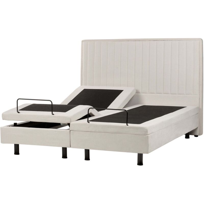 Adjustable Bed Fabric DUKE II 160 x 200 cm (EU King Size) Light Beige