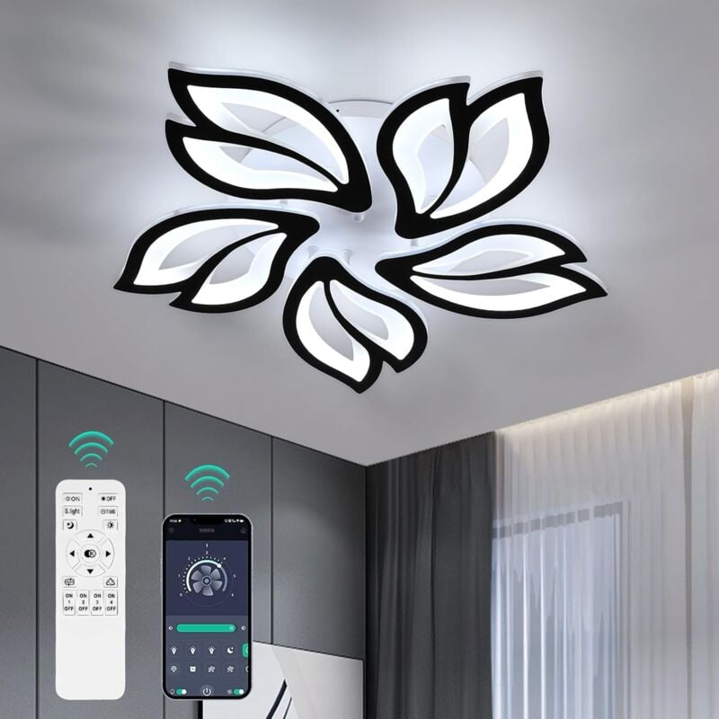 Comely - Dimmable led Ceiling Light, 45W 4200LM Bedroom Lamp with Remote Control, Creative Petals Design Modern led Ceiling Lighting for Living Room