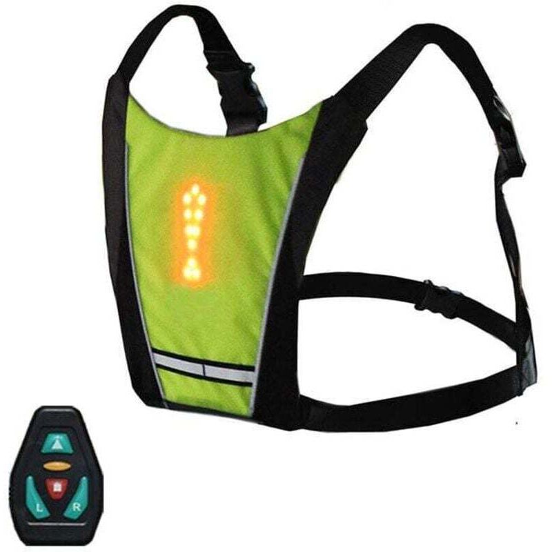 USB Rechargeable Reflective Cycling Vest Backpack with Flashing LED Remote Control Outdoor Sports Safety Gear Bag for Cycling Running Walking Jogging,