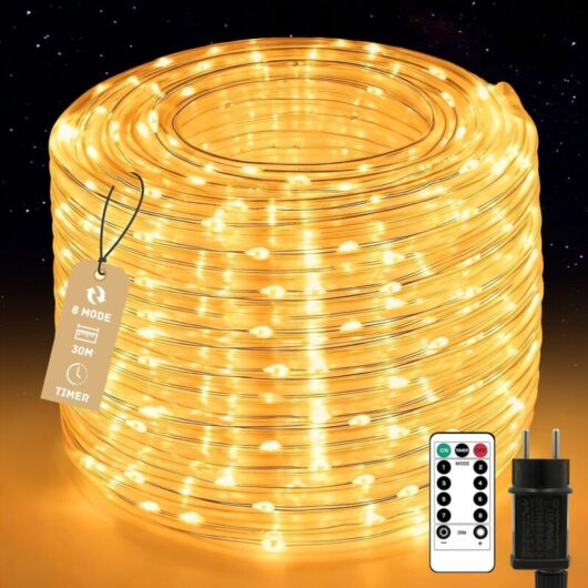 30m long LED string lights for outdoor use, 600 LEDs, IP65 waterproof, 8 lighting modes, dimmable with remote control, ideal for Christmas, garden,