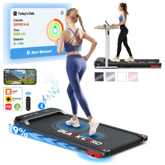 BLACK LORD Walking Pad 3.2HP, 1-12KM/H,Treadmill, Home, Under Desk Treadmill,LED Display & Wireless Control, Running Machine,3-level Incline - Black