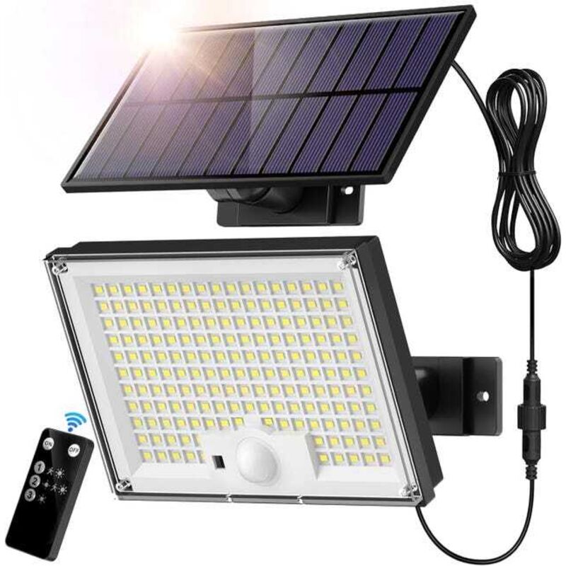 1 Solar Motion Sensor Light, 172 LED Security Floodlight, Remote Control, Outdoor Waterproof