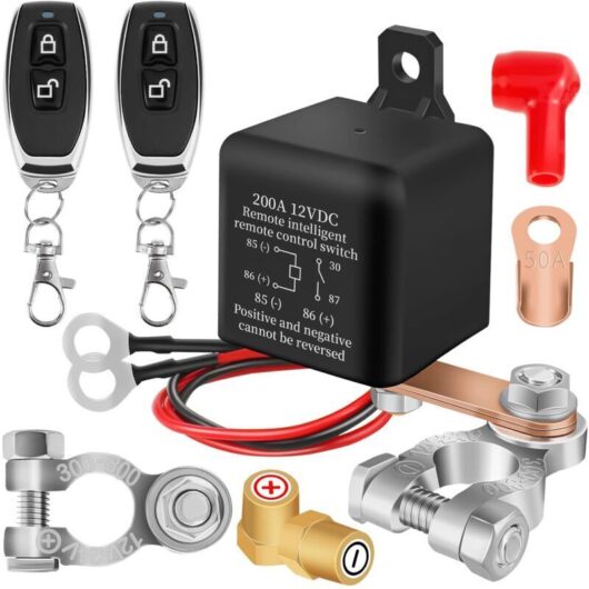 12V Battery Cut-Off Switch, 12V Battery Circuit Breaker, 12V 200A Battery Switch Relay with 2 Remote Controls, Anti-Theft Battery Cut-Off Switch for