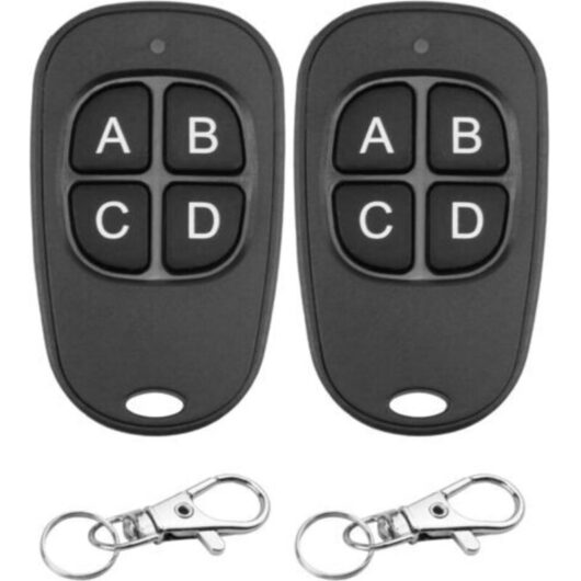 2 Pcs 433Mhz Universal Gate Remote Control, Cloning Garage Door Remote Control 4-Button Keys, Long Distance Wireless Cloning Duplicator for Electric