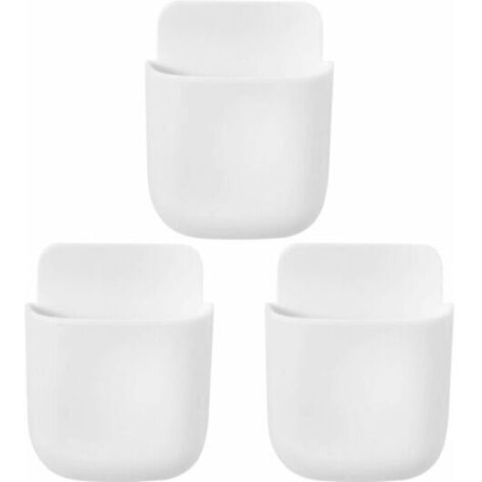 3 Pieces Remote Control Holder Wall Mounted Organizer Multimedia Storage Box for TV Remote Control (White)