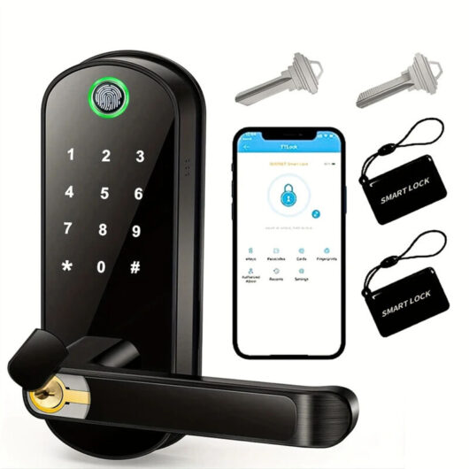 AUTRUCKER Smart Lock, Keyless Entry Door Lock Keypad, Touch and Fingerprint Keypad, Black Door Lock