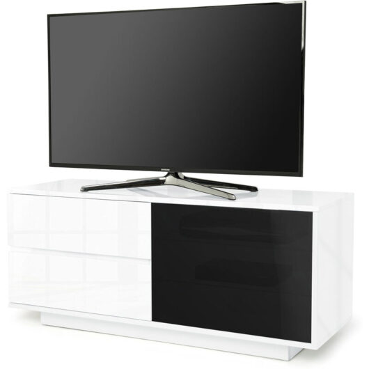 Centurion Supports - Gallus Ultra Remote Friendly BeamThru Gloss White with 2-White Drawers 32'-55' Flat Screen Cabinet tv Stand