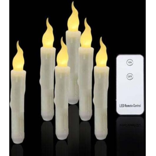 Flameless Flickering Candles, 1 Remote Controls, 17CM Ivory, Battery Operated LED Window Candles, Timer, Set of 6 Wax Effect Plastic Flameless
