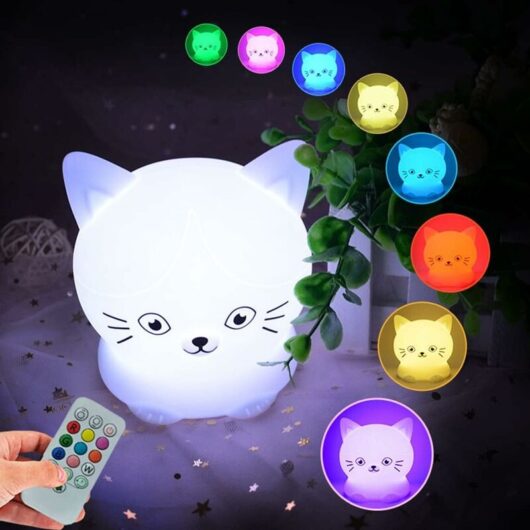 Héloise - Kitten Night Light Kids-with Remote Control, Eye-Caring, Adjustable Brightness and Color,Silicone Night Light for Baby,Suitable for