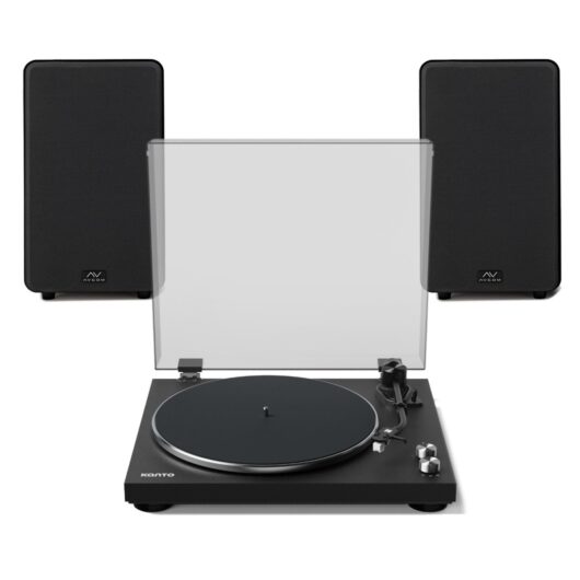 Kanto OBI3 Turntable with AVCOM Active Speakers Matte Black